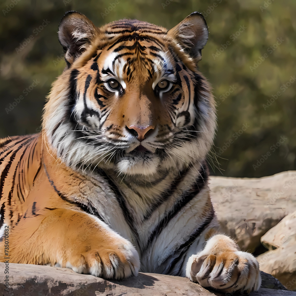 Fototapeta premium Tiger in the nature wildlife scene with danger animal.