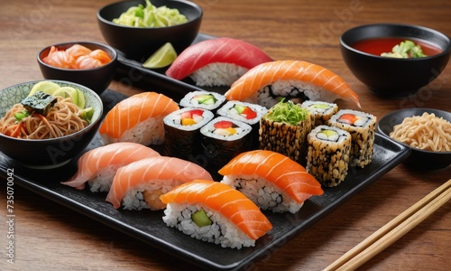 Artisanal Elegance: Salmon and Tuna Sushi Excellence