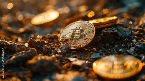 Antique Treasure Chest Overflowing with Golden Bitcoin - Cryptocurrency Wealth Concept, Diving into Digital Gold: Cryptocurrency, Bitcoin, and Blockchain Investment