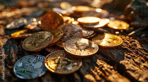Antique Treasure Chest Overflowing with Golden Bitcoin - Cryptocurrency Wealth Concept, Diving into Digital Gold: Cryptocurrency, Bitcoin, and Blockchain Investment