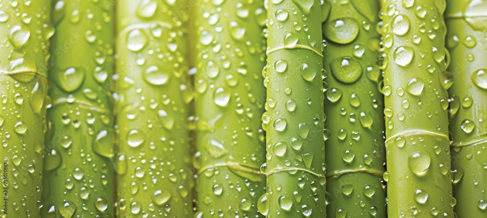 Εκτύπωση καμβά Serenely beautiful close up of lush green bamboo background adorned with glisten