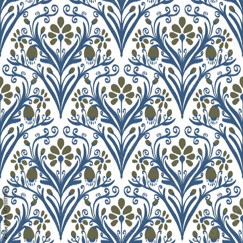 kat Flower Pattern Ethnic Geometric native tribal boho motif aztec textile fabric carpet mandalas African © saifon