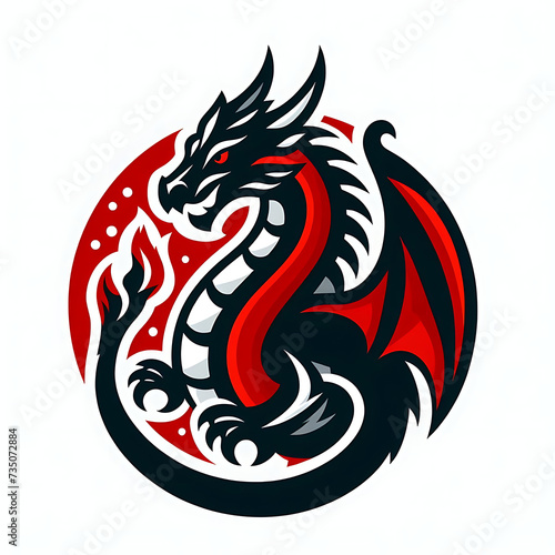 flat logo of dragon illustration vector