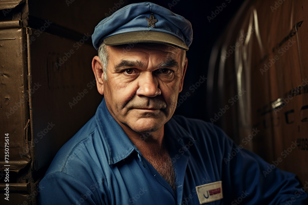 Export postal worker standing workplace delivery center Generative AI picture Export postal worker standing workplace delivery center Generative AI picture