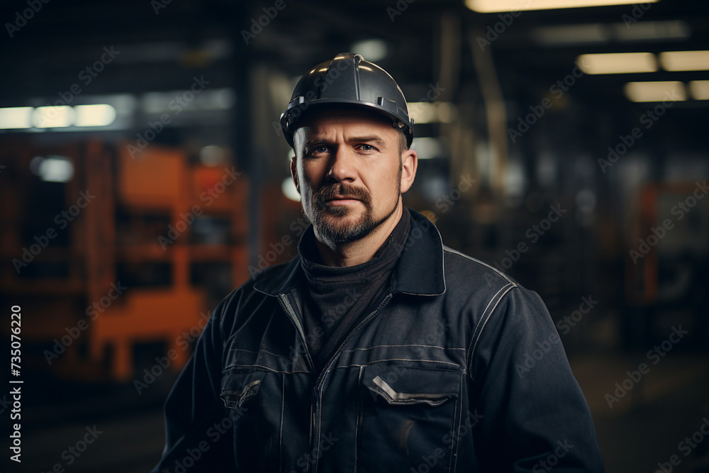 Portrait of industry maintenance engineer man wearing uniform ai generative concept Portrait of industry maintenance engineer man wearing uniform ai generative concept