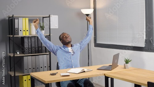 African businessman is tired in the office photo