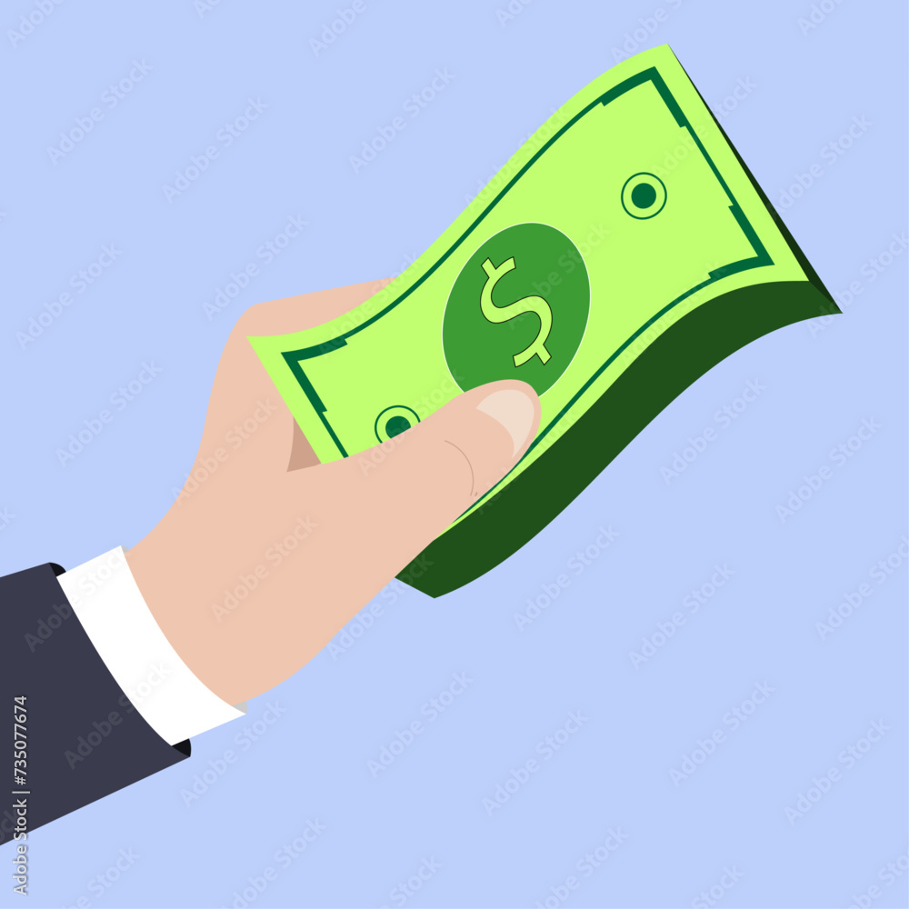 Αυτοκόλλητο Free cash, hand giving money, Giving a cash gift, Receiving Cashback concept