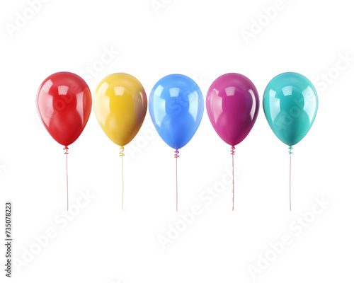  colourful balloons on a transparent background 