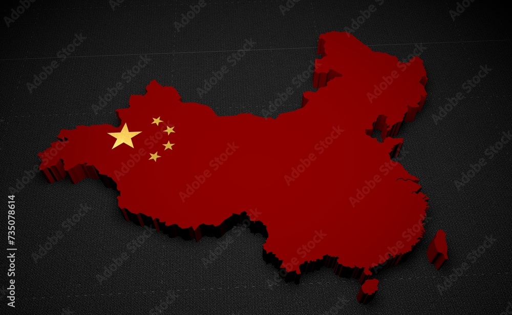 China map in national flag colors. 3D illustration. China map in national flag colors. 3D illustration.