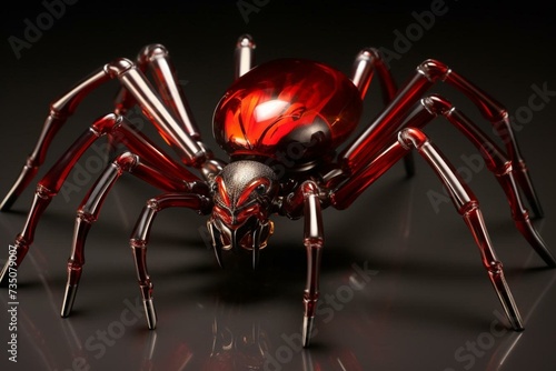 Glossy arachnid with an acrylic finish. Generative AI photo