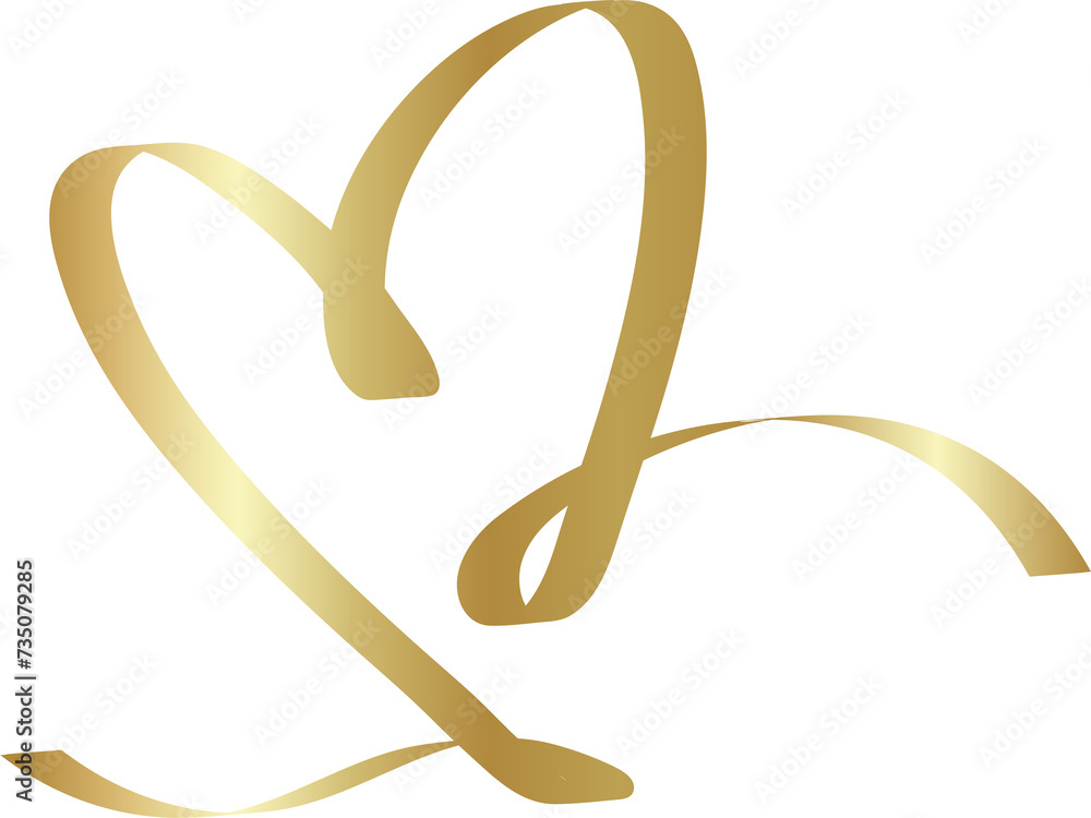 Heart shape golden ribbons, love, valentine, celebration Heart shape golden ribbons, love, valentine, celebration