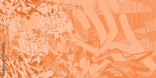 Peach Fuzz Abstract Urban Style Hiphop Graffiti Street Art Vector Background Template