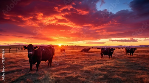 Wallpaper Mural grazing cows sunset Torontodigital.ca