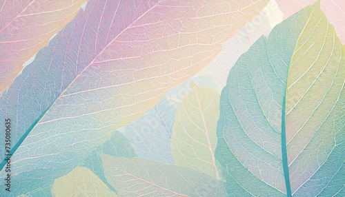 Tło z liśćmi w bladych, pastelowych kolorach photo