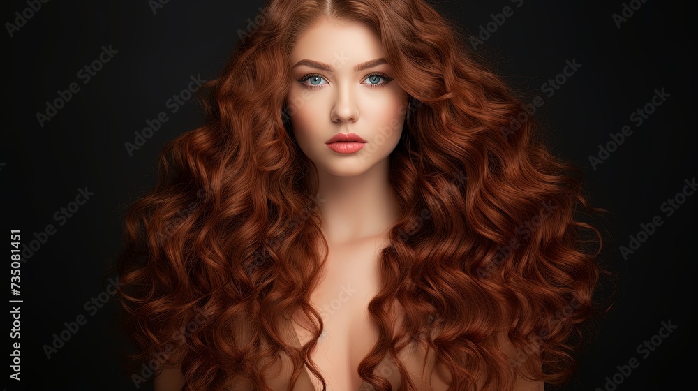 Obraz premium Beauty girl with long and shiny wavy Hair ,coloring and toning, shatush and balayash . Beautiful woman model with curly hairstyle