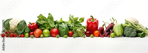 assorted vegetables on white background, healthy food