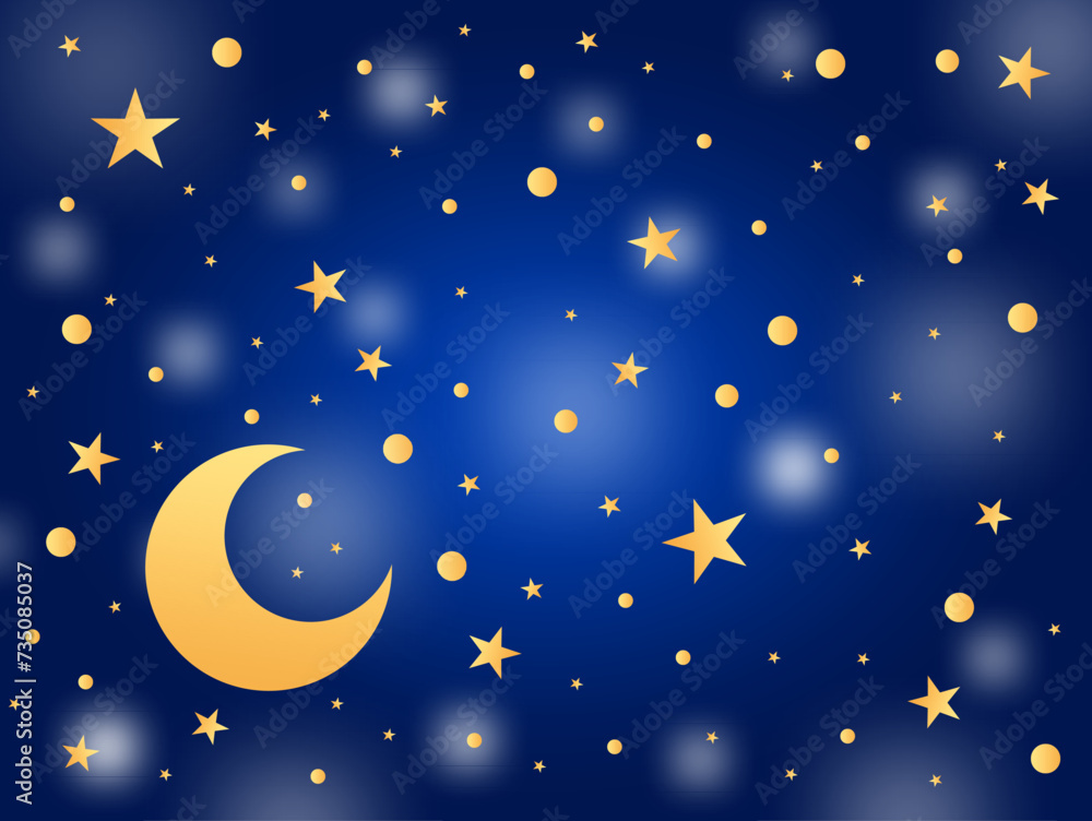 dark blue background with moon and stars dark blue background with moon and stars