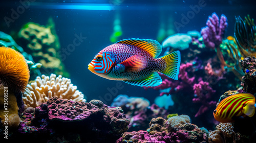 a fish in a tank with corals and other fish © Vahe