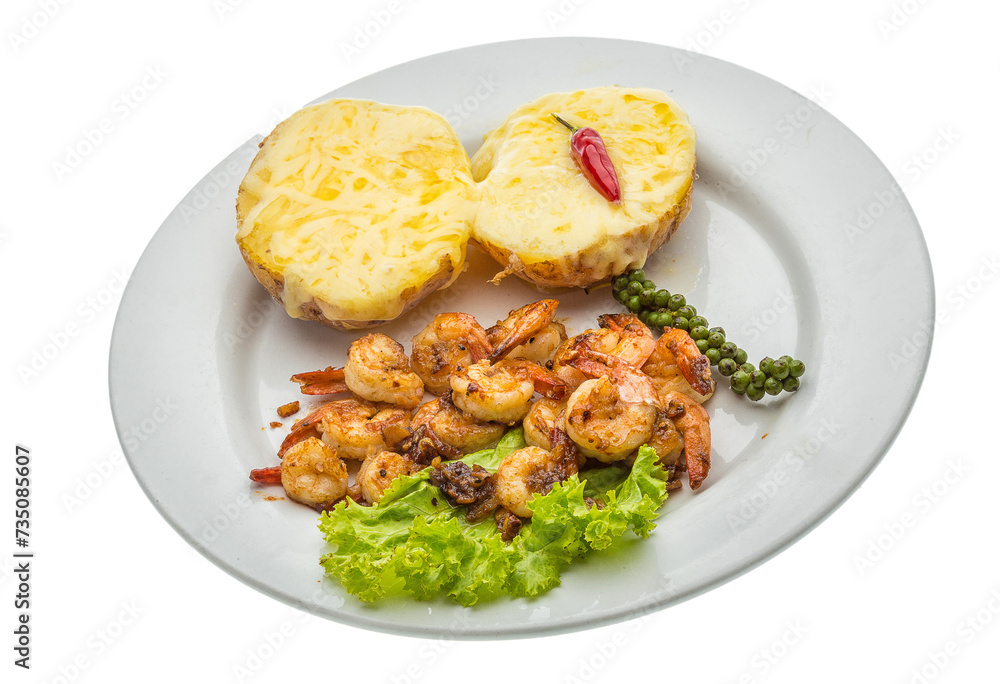 Garlic shrimps with potato Garlic shrimps with potato