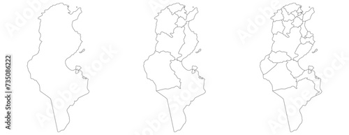 Tunisia map. Map of Tunisia in white set