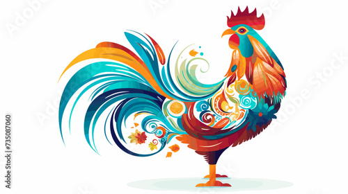 Abstract chicken with eggs and feathers  representing poultry farming. simple Vector Illustration art simple minimalist illustration creative