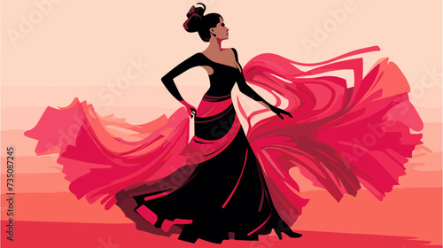 Abstract flamenco dancer with dramatic lines  symbolizing the intensity and emotion in flamenco. simple Vector Illustration art simple minimalist illustration creative