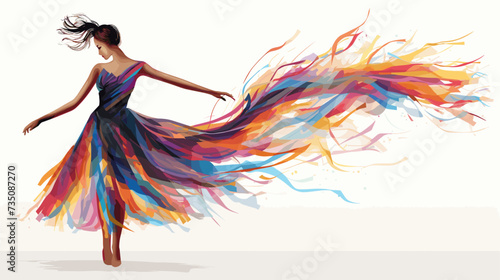 Abstract dancer with flowing ribbons  representing the artistic and expressive nature of dance movements. simple Vector Illustration art simple minimalist illustration creative