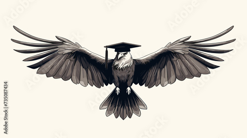 Abstract graduation cap with wings  symbolizing the freedom and opportunities that come with education. simple Vector Illustration art simple minimalist illustration creative