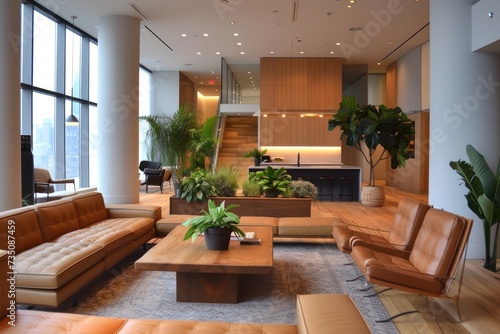 Living room interior decorate tropical style. Generative AI
