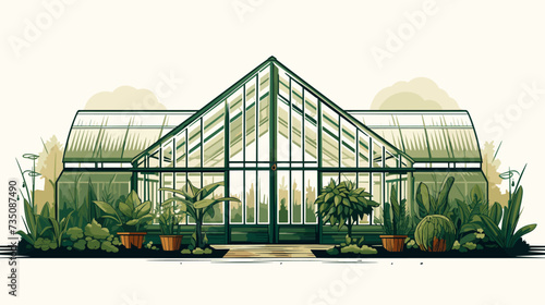 Abstract greenhouse with plants  symbolizing controlled environment agriculture. simple Vector Illustration art simple minimalist illustration creative