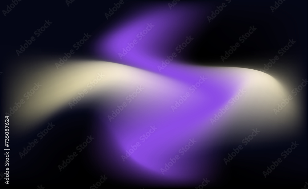 Smooth Swirling Neon Colors on a dark background. Neon Lavender haze abstract background template, no text. Vector Illustration. 