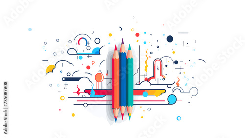 Abstract pencil with a website icon  symbolizing website design and content creation. simple Vector Illustration art simple minimalist illustration creative