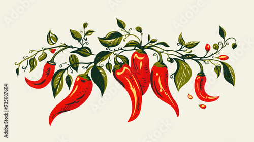 Abstract pepper plant with peppers  representing vegetable cultivation. simple Vector Illustration art simple minimalist illustration creative