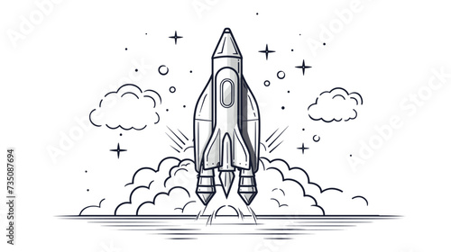 Abstract rocket with a website icon  symbolizing the launch and success of a website. simple Vector Illustration art simple minimalist illustration creative