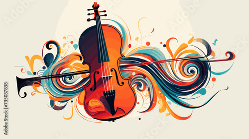 Abstract violin with graceful curves  symbolizing the classical and soulful sounds of the violin. simple Vector Illustration art simple minimalist illustration creative photo