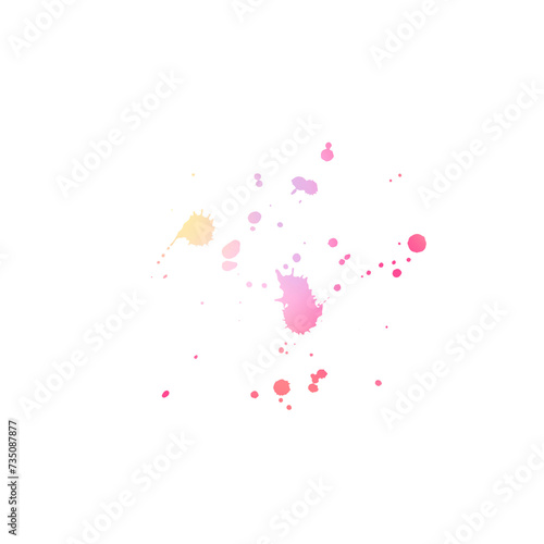 Rainbow pink Ink splashing clip art on transparent