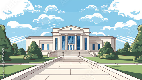 University building with a pathway leading towards it  representing the journey of learning. simple Vector Illustration art simple minimalist illustration creative