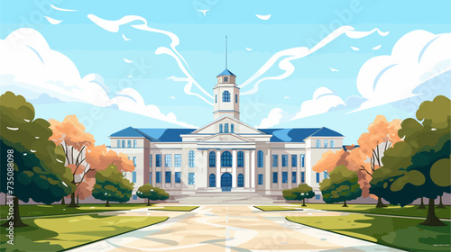 University building with a pathway leading towards it  representing the journey of learning. simple Vector Illustration art simple minimalist illustration creative