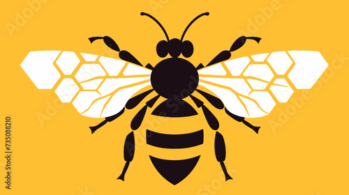 Abstract bee with honeycomb patterns  symbolizing the role of pollinators in agriculture. simple Vector Illustration art simple minimalist illustration creative