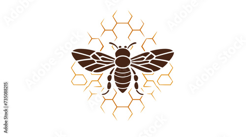Abstract bee with honeycomb patterns  symbolizing the role of pollinators in agriculture. simple Vector Illustration art simple minimalist illustration creative
