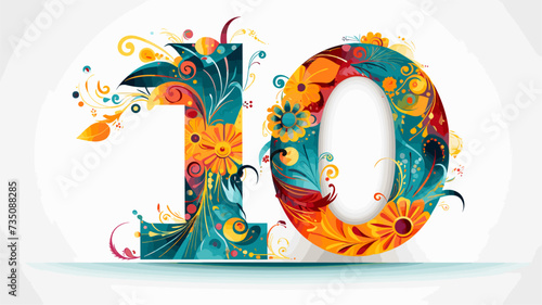 10 Abstract birthday age numeral with decorative elements  representing milestone birthdays. simple Vector Illustration art simple minimalist illustration creative photo