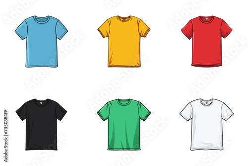 Set of Different Colored T-Shirts. Cartoon Vector