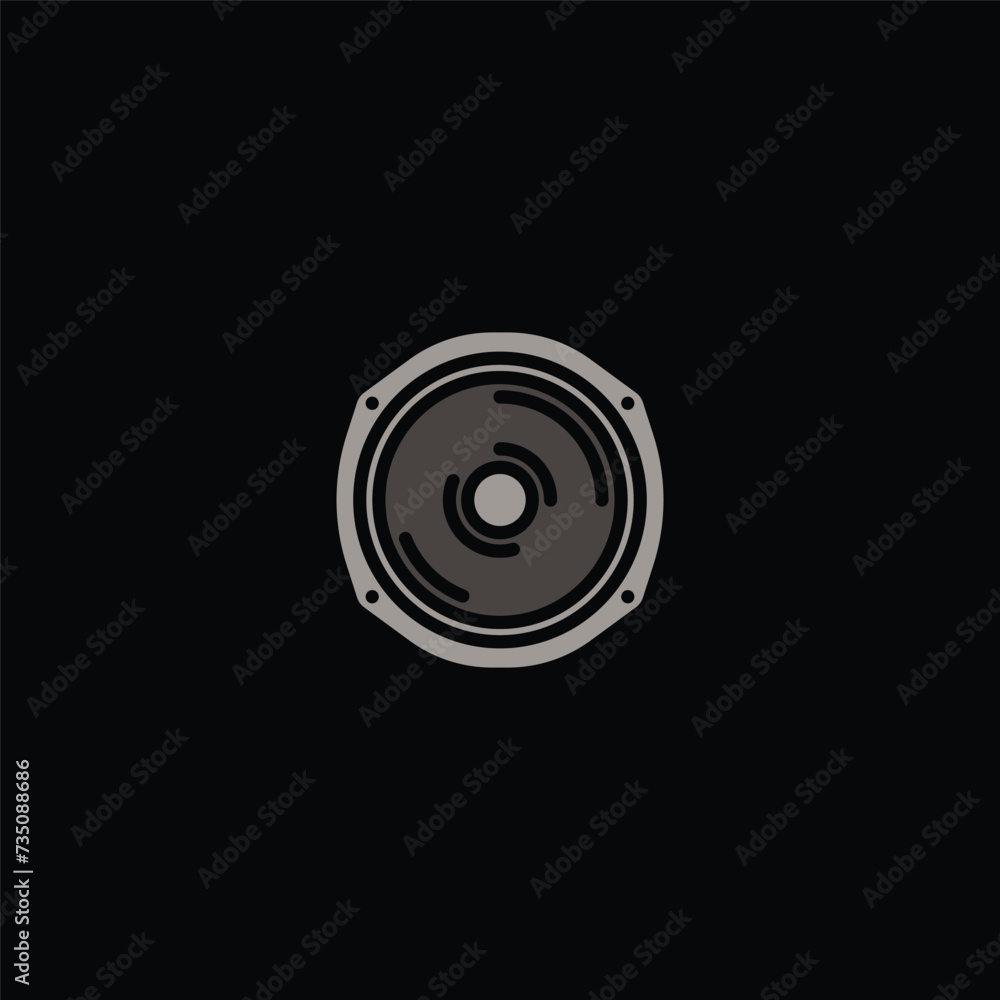 Original vector illustration. The contour icon of the speaker from the music column. A design element. Original vector illustration. The contour icon of the speaker from the music column. A design element.