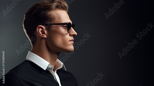 Side view portrait of thinking stylish young man looking away