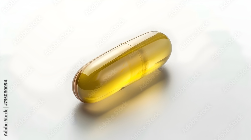 Golden Capsule on a Reflective Surface Golden Capsule on a Reflective Surface
