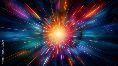 A colorful disco light explosion with spiral light beam