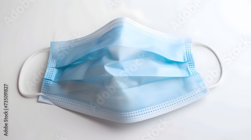 Disposable Blue Surgical Face Mask on White Background
