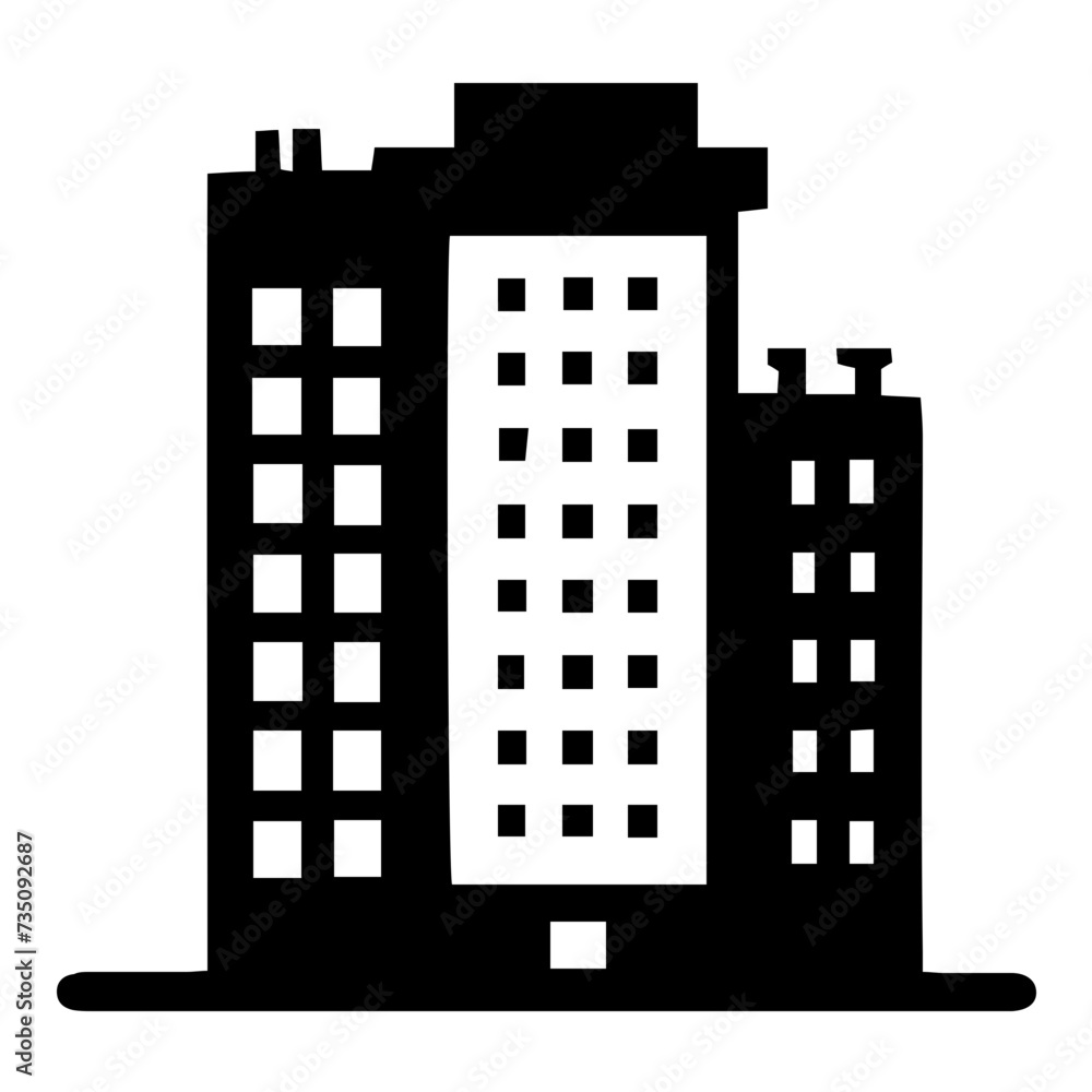 Obraz premium Versatile Building Vector Icon: Modern Architecture Graphics for Real Estate, Construction Projects & Urban Designs