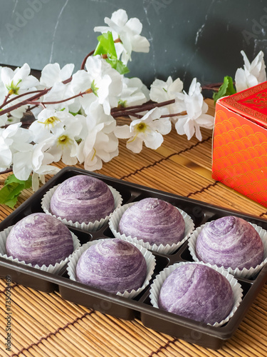 Homemade Chinese pastry cake, stuffed bean and taro