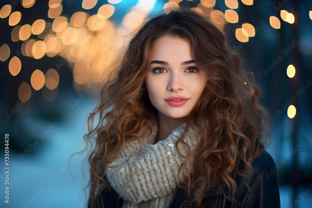 Family day in winter fair land magic lights happy time holidays Generative AI composition Family day in winter fair land magic lights happy time holidays Generative AI composition